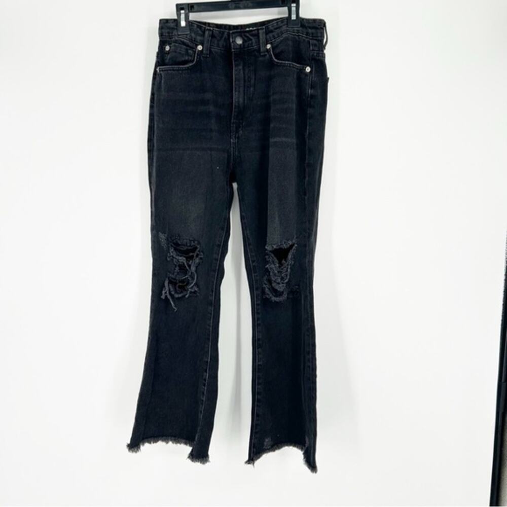 BDG Faded Distressed Faded Black Flare Jeans Size 27 Raw Hem‎